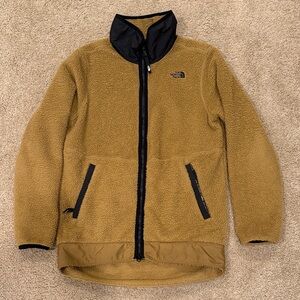 The North Face Tan Fleece Jacket with Black Trim